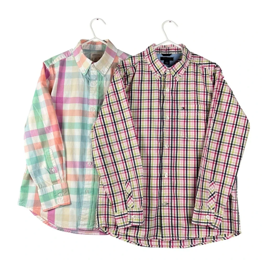 TOMMY HILFIGER CREW CUTS Dress Shirts Boys Size 7 Button Down Long Sleeve SPRING